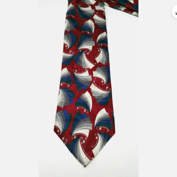 VIA VENETO Neck Tie 100% Silk Geometric Motif 0026E1M - Picture 3 of 9